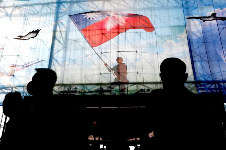 Taiwanese flags are seen at the Ministry of National Defence of Taiwan in Taipei