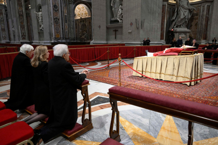 Italy's President Sergio Mattarella pays homage to former Pope Benedict at St. Peter's Basilica