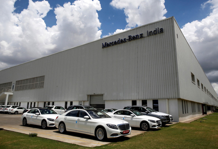 Mercedes-Benz cars parked at the company's assembly plant in Chakan, India