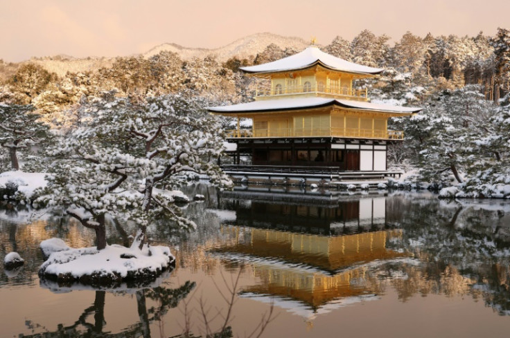 Snow blanketed the ancient capital Kyoto