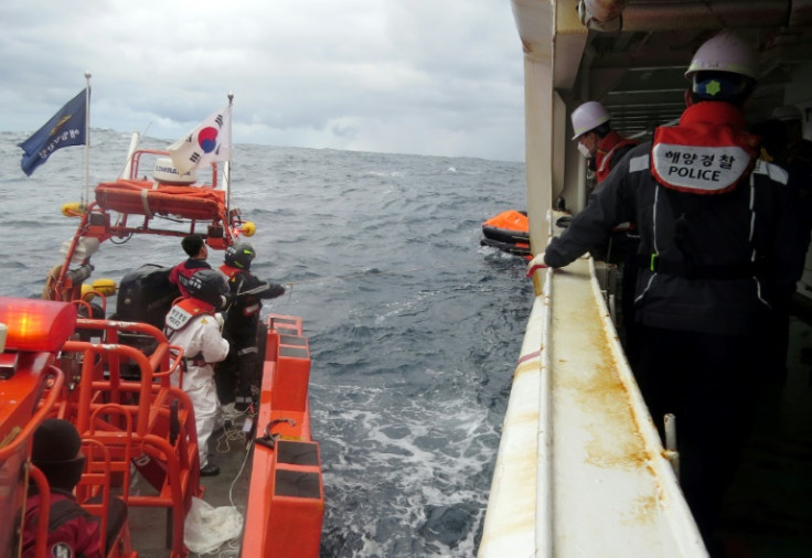 South Korea's coast guards are searching for crew from a cargo ship that sank off the southern island of Jeju