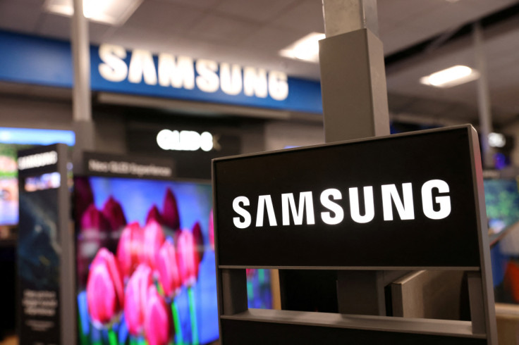 Samsung signage is seen in a store in Manhattan, New York City