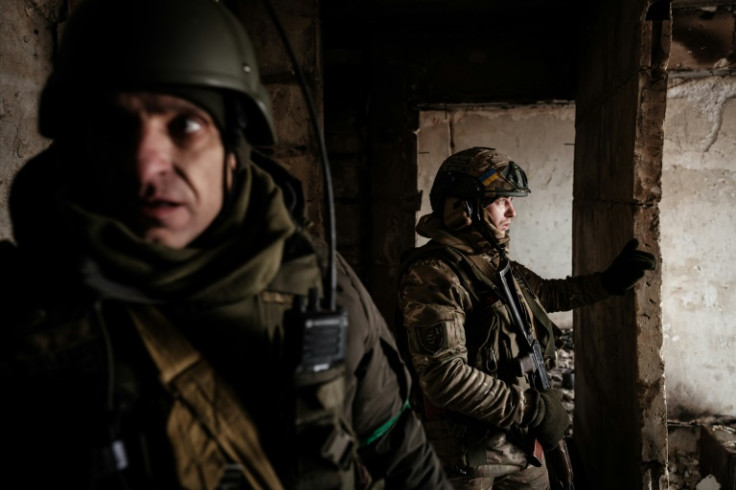 Ukrainian servicemen of the State Border Guard Service at a position in Bakhmut
