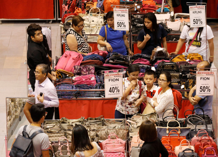 People shop for bags in Singapore