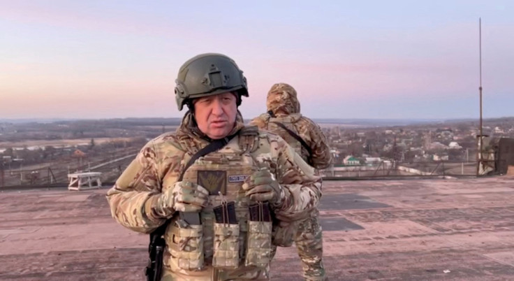 Yevgeny Prigozhin, founder of Russia's Wagner mercenary force, speaks in Paraskoviivka