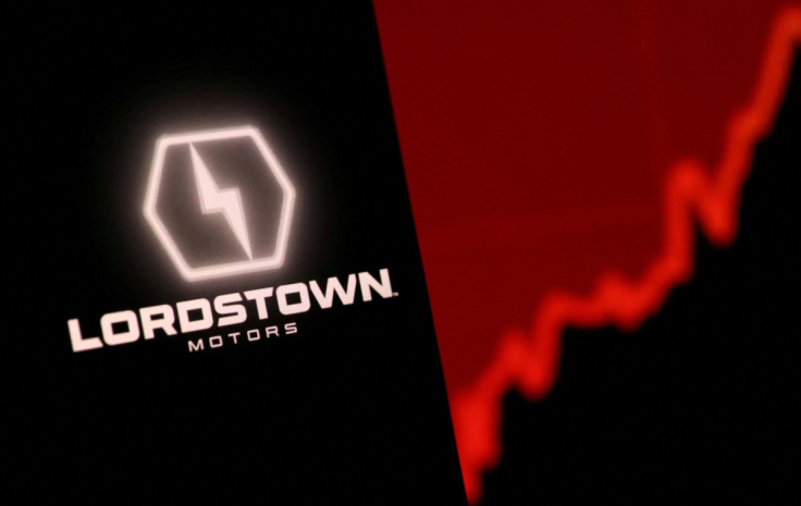 Illustration shows smartphone with Lordstown's logo displayed