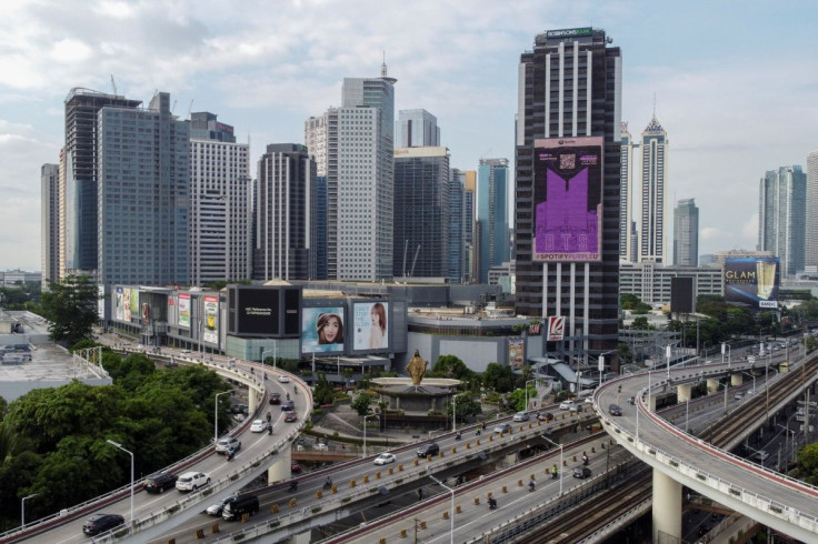 An aerial view shows the Ortigas business district in Pasig City, Philippines, June 10, 2022. Picture taken with a drone.