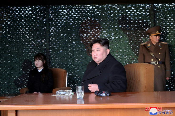 North Korean leader Kim Jong Un's daughter (L) accompanied him during the drill
