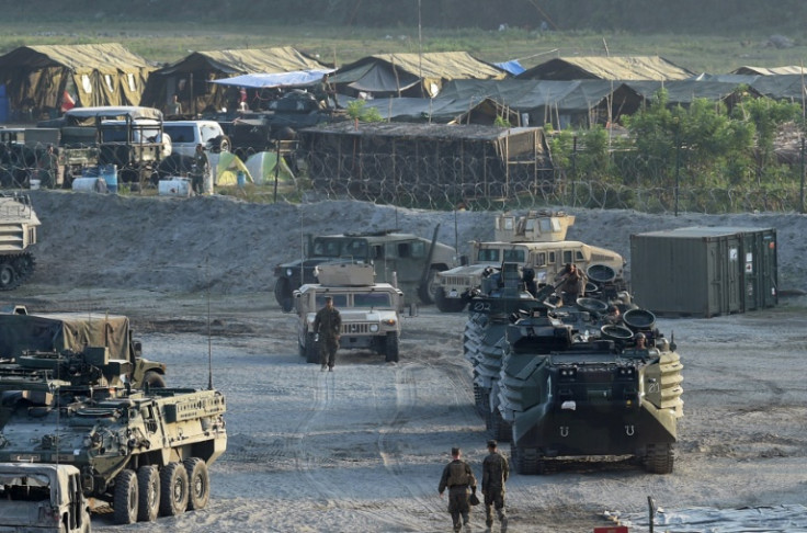 US Marines at a camp during the 2016 Balikatan exercises with Philippine forces. This year's war games will be the allies' largest ever joint military exercises