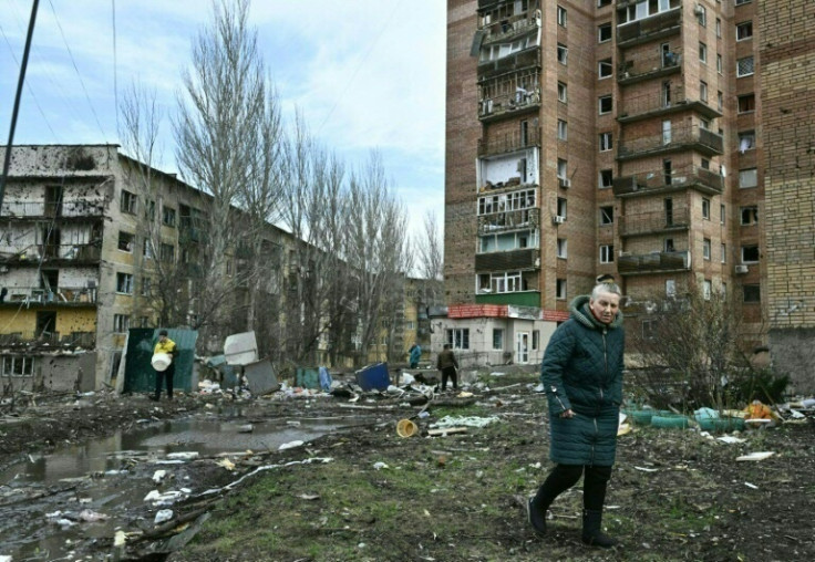 A damaged residential building after a Russian missile strike on the town of Kostyantynivka, in east Ukraine