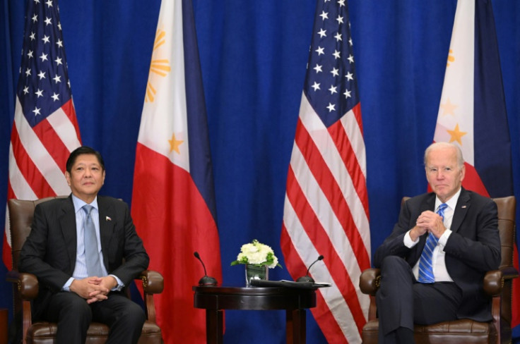 US President Joe Biden (R) meets with Philippine President Ferdinand Marcos on the sidelines of the UN General Assembly in New York City on September 22, 2022