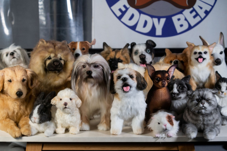 Realistic pet plushies are displayed at the Pampanga Teddy Bear Factory, in Angeles City