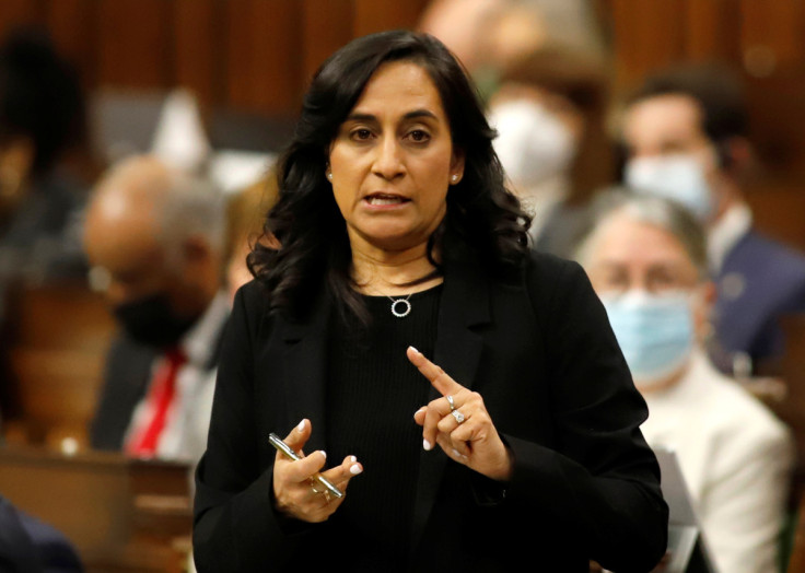 Canada's Defence Minister Anand speaks in the House of Commons in Ottawa