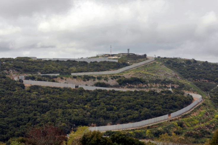 The concrete border barrier between southern Lebanon and northern Israel near the Israeli community of Moshav Zarit