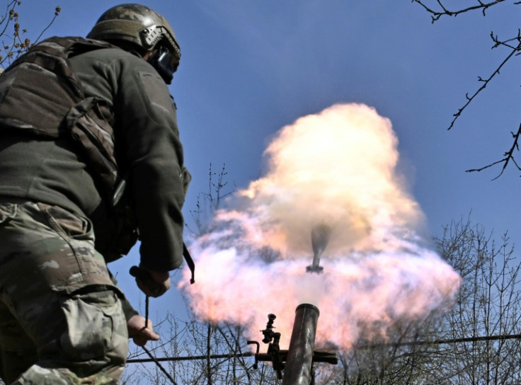 A Belarusian volunteer soldier from the Kastus Kalinouski regiment near Bakhmut