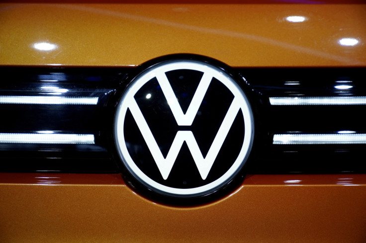 A Volkswagen logo is seen as it launches its ID.6 and ID.6 CROZZ SUV at a world premiere ahead of the Shanghai Auto Show, in Shanghai