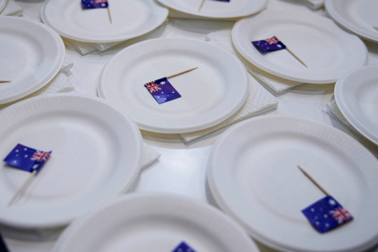 Australian cocktail sticks are seen at Australia's food booth at the third China International Import Expo (CIIE) in Shanghai