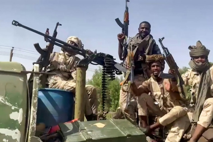 RSF fighters in the East Nile district of greater Khartoum, in an image grab taken from video footage released by the Sudanese paramilitary Rapid Support Forces