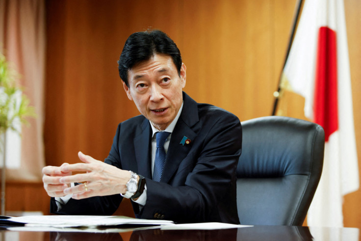Nishimura Yasutoshi, Minister of Economy, Trade and Industry (METI), talks during an interview with Reuters in Tokyo