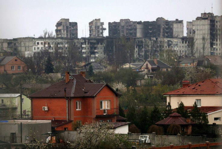 Residential buildings shown last month damaged by shelling in Bakhmut
