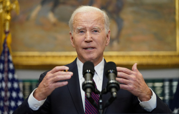 U.S. President Biden speaks after debt limit talks with congressional leaders depart at the White House in Washington