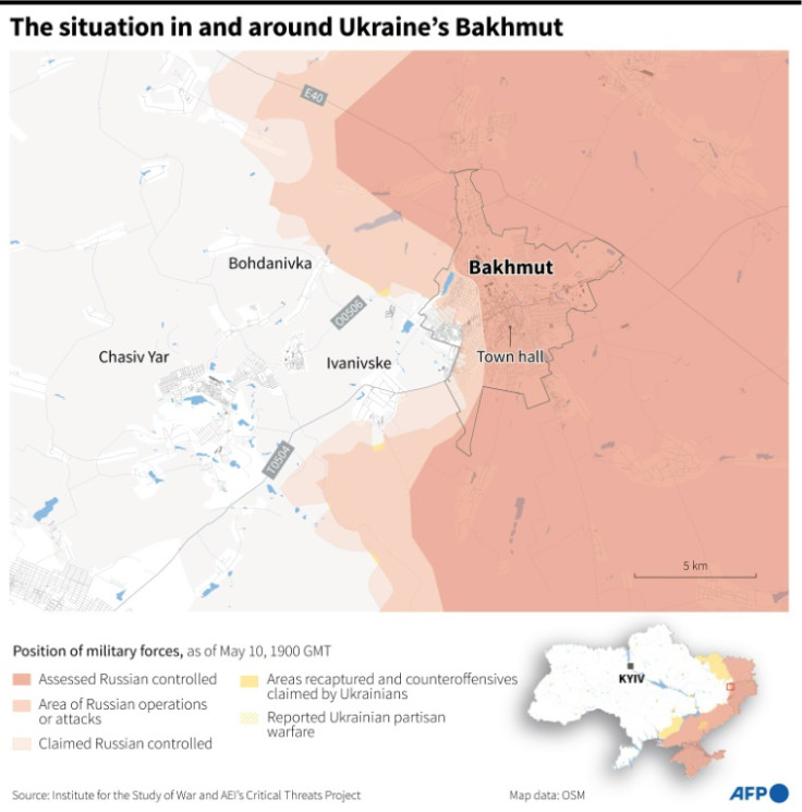 The situation in and around Ukraine's Bakhmut