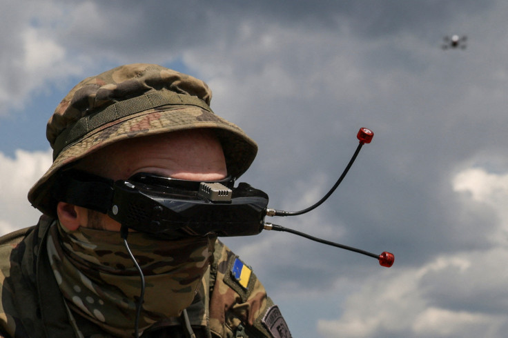 Ukrainian marine attends a FPV-drone flying training in Dnipropetrovsk region