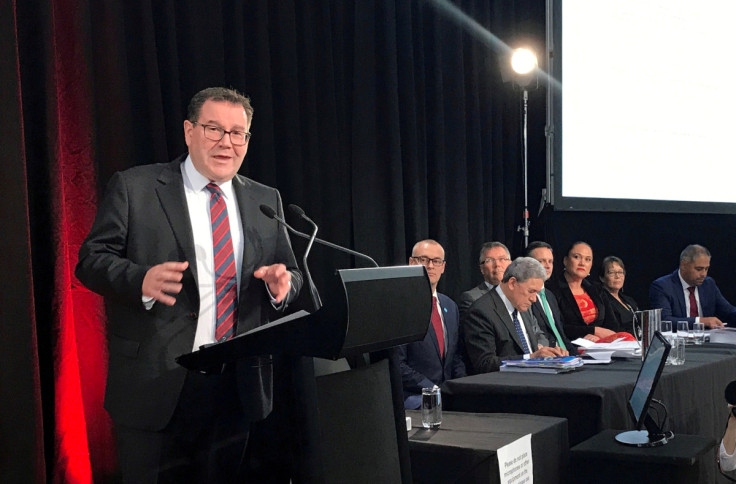 New Zealand Finance Minister Robertson speaks about the 'wellbeing' budget in Wellington