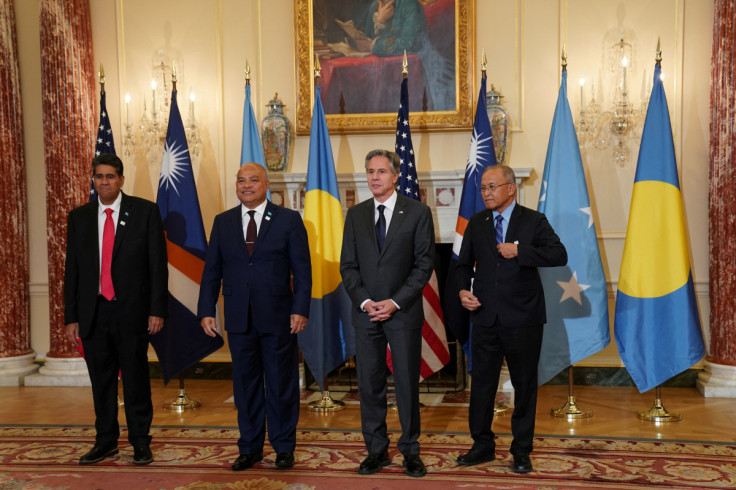 Secretary of State Antony Blinken meets with Palau's President Surangel Whipps Jr, Micronesia's President David Panuelo and Marshall Islands' President David Kabua at the State Department in Washington
