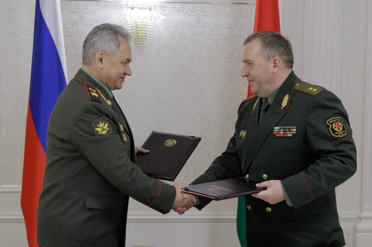 Russian Defence Minister Sergei Shoigu meets with Belarusian Defence Minister Victor Khrenin in Minsk