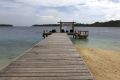 A view of a jetty in front of the villa that Britain's Prince William and Catherine, the Duchess of Cambridge, will stay in at Tavanipupu Island Resort